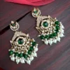 green earring, green chandbali, green studs, pakistani earring, bollywood earring, wearable jewells