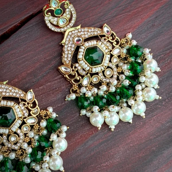 green earring, green chandbali, green studs, pakistani earring, bollywood earring, wearable jewells