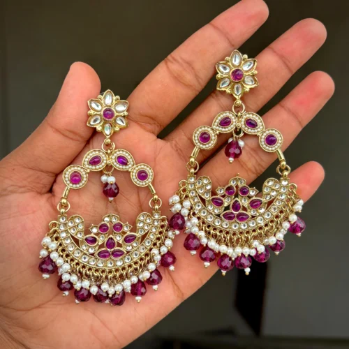 purple earring, purple chandbali, purple colour earring, bollywood earring, wearable jewells