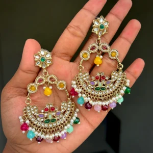 multi earring, multi chandbali, multi colour earring, bollywood earring, wearable jewells