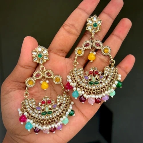 multi earring, multi chandbali, multi colour earring, bollywood earring, wearable jewells