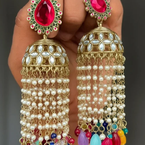 jhumka, trending jhumka, wearable jewells, bollywood jhumka, bollywood inspired jhumka set, multi jhumka, jhumka colour