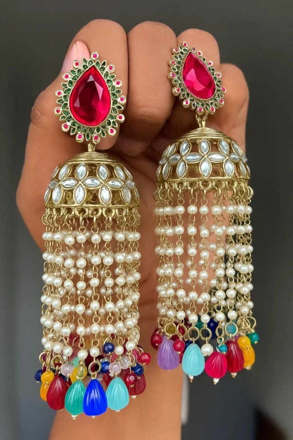 jhumka, trending jhumka, wearable jewells, bollywood jhumka, bollywood inspired jhumka set, multi jhumka, jhumka colour