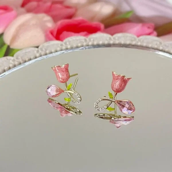 Clover Pink Floral Earcuff Earrings