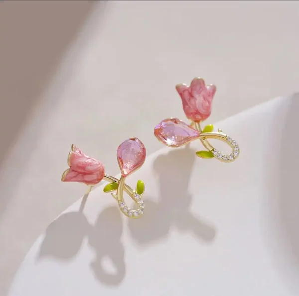 Clover Pink Floral Earcuff Earrings