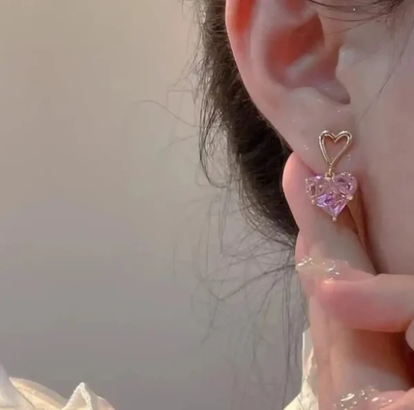 Mystic Pink Heart Earrings