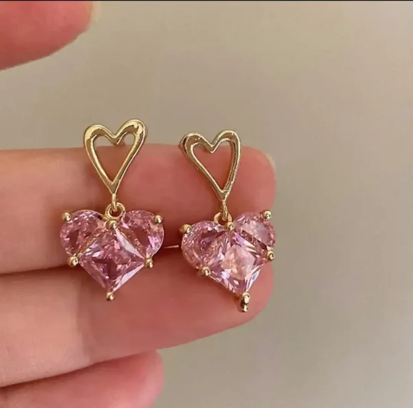 Mystic Pink Heart Earrings
