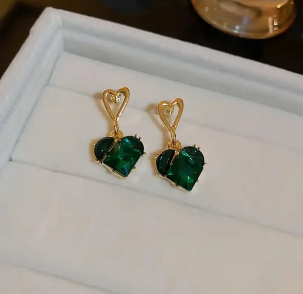 Mystic Green Heart Earrings