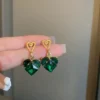 Mystic Green Heart Earrings