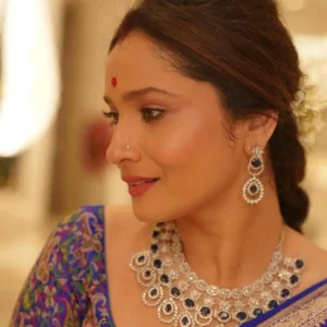 Ankita Lokhande Inspired Premium American Diamond Set  - Blue