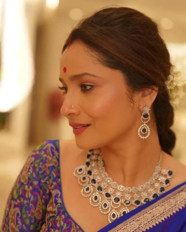 Ankita Lokhande Inspired Premium American Diamond Set  - Blue