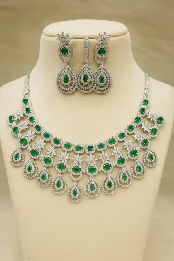 Ankita Lokhande Inspired Premium American Diamond Set  - Green