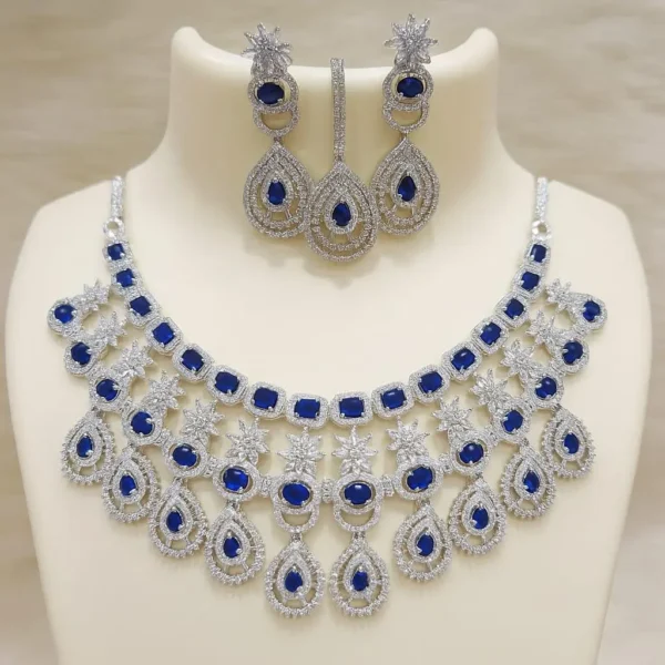 Ankita Lokhande Inspired Premium American Diamond Set  - Blue