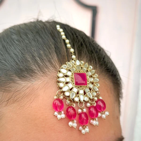 IMG-20250926-WA0049 Tazmeen Beautiful Long Kundan Bahubali With Tana - Hot Pink