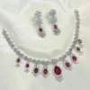 Debolina American Diamond Necklace Set -Ruby