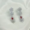 Debolina American Diamond Necklace Set -Ruby