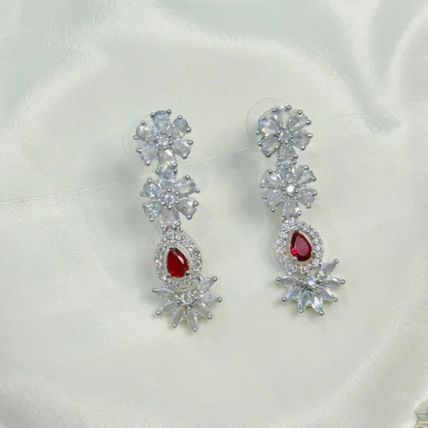 Debolina American Diamond Necklace Set -Ruby