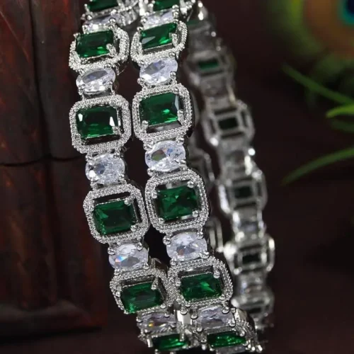 Diana American Diamond Bangle - Green