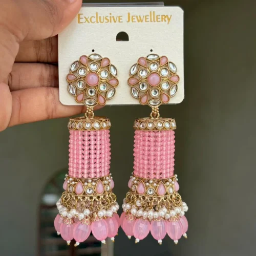 Kumud Premium Bollywood Inspired Jhumka - Pink