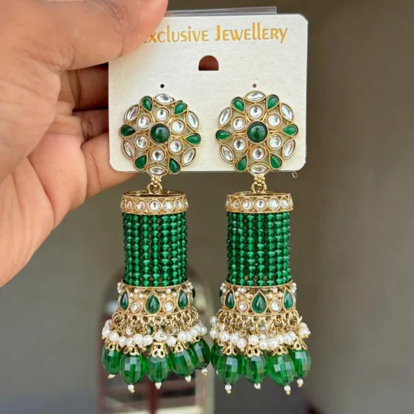 Kumud Premium Bollywood Inspired Jhumka - Green