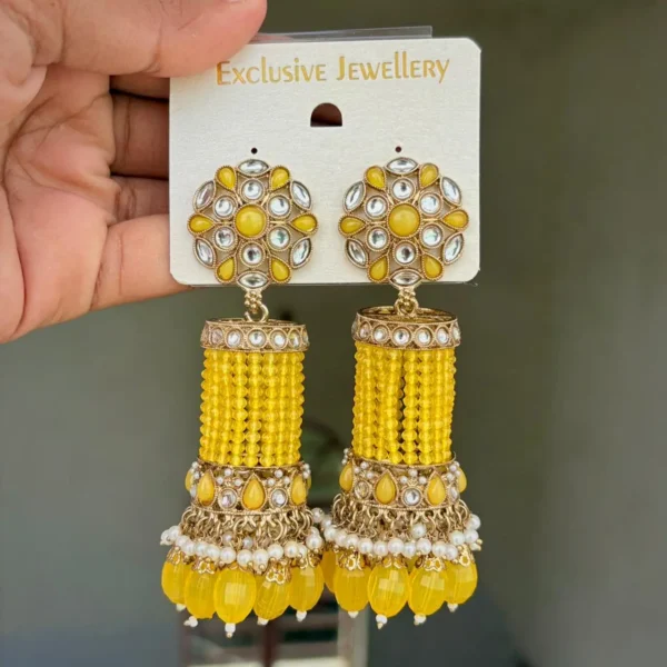 Kumud Premium Bollywood Inspired Jhumka - Yellow