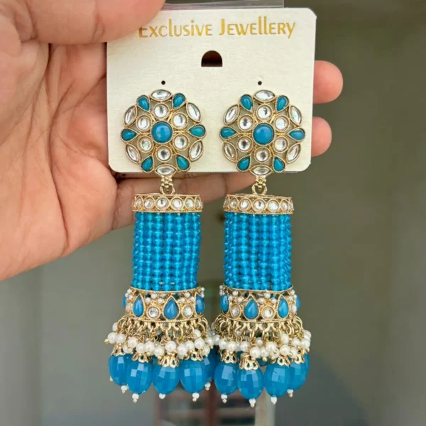 Kumud Premium Bollywood Inspired Jhumka - Blue