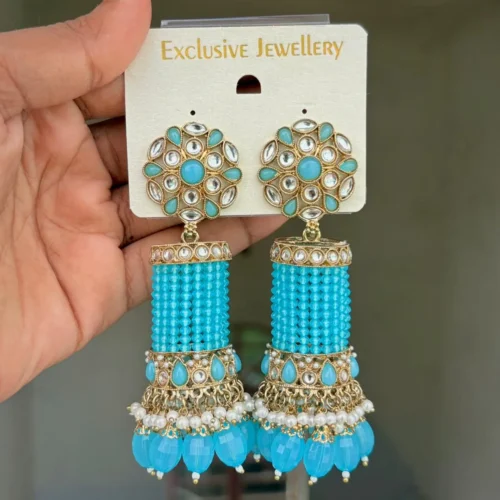 Kumud Premium Bollywood Inspired Jhumka - Blue