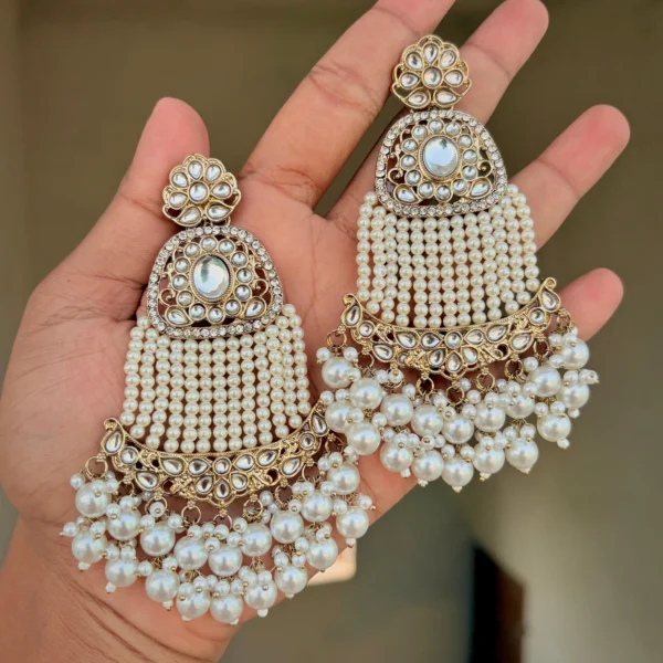 Nargis Passa Style Chandbali - White