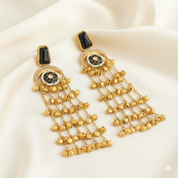 Shivani Kashmiri With Moissanite Stone with Pachi Kundan - Black