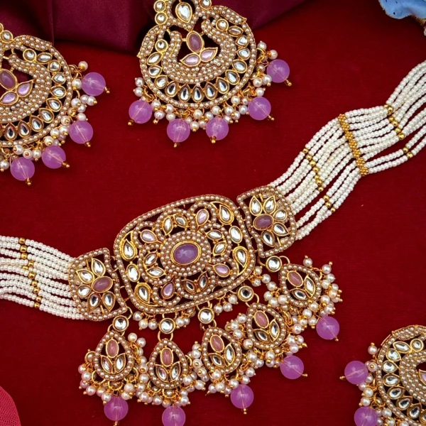 Nemisha Kundan Choker Set - Lavender