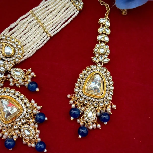 Sharvika Premium Necklace Choker Set -Blue