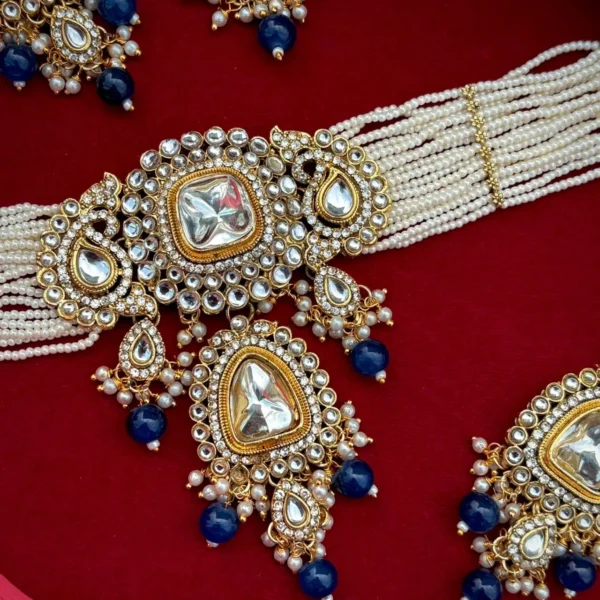 Sharvika Premium Necklace Choker Set -Blue