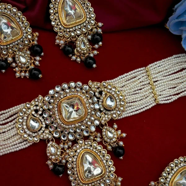 Sharvika Premium Necklace Choker Set - Black