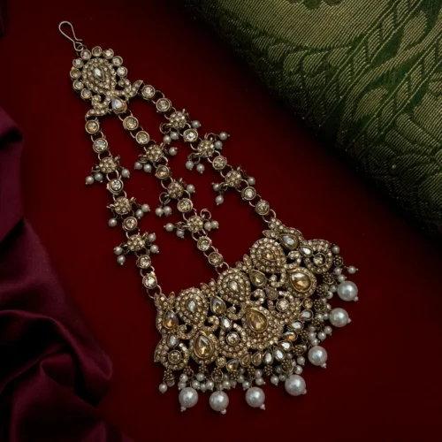 Sahnoor Reverse American Diamond Passa - Golden