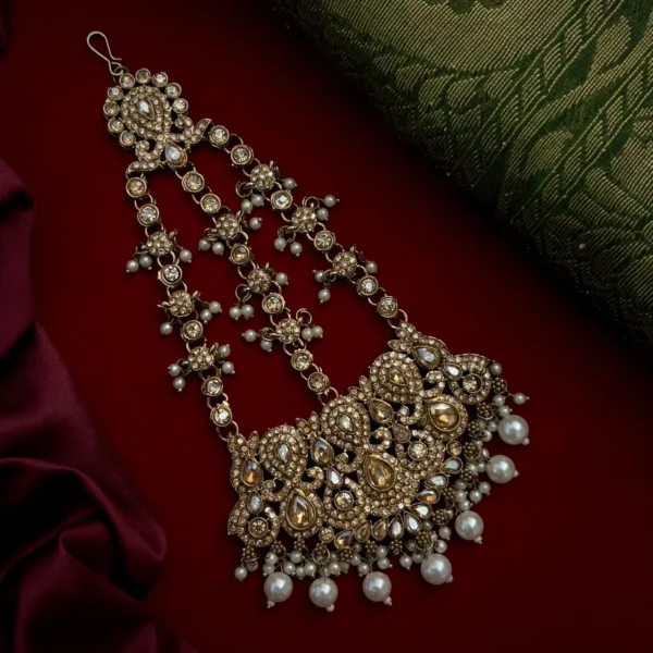 Sahnoor Reverse American Diamond Passa - Golden