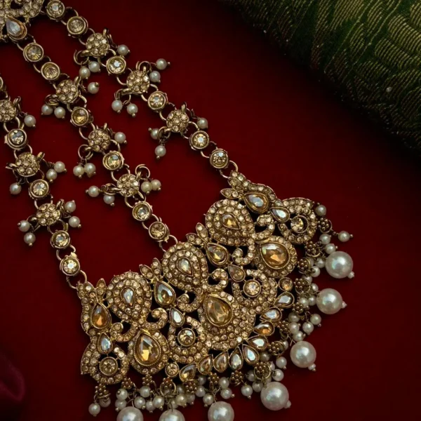 Sahnoor Reverse American Diamond Passa - Golden