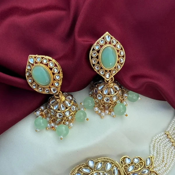 Eshal Polki Dupe Kundan Choker Set - Mint