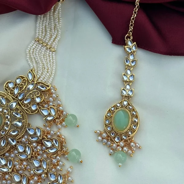 Eshal Polki Dupe Kundan Choker Set - Mint