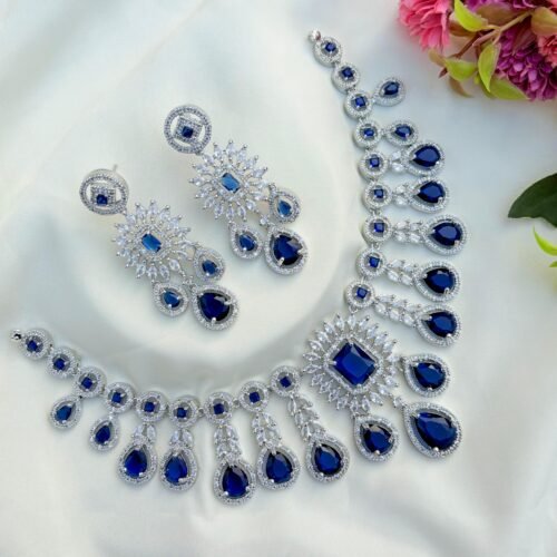 Rayesha Premium American Diamond Set - Blue
