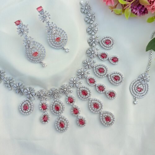 Syra Premium American Diamond Set - Ruby