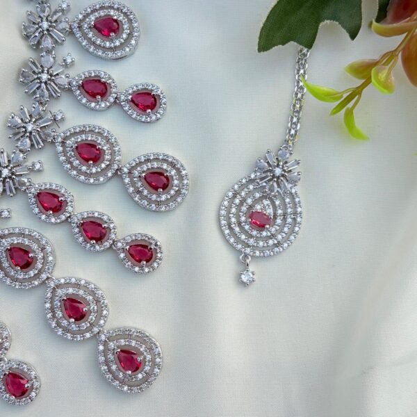 Syra Premium American Diamond Set - Ruby