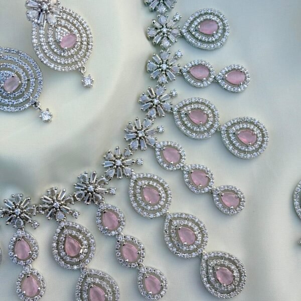 Syra Premium American Diamond Set - Pink