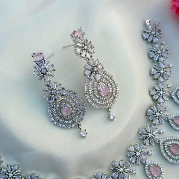 Syra Premium American Diamond Set - Pink