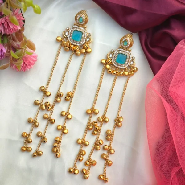 Ahnoor Premium Brass With Moissanite Stone - Blue