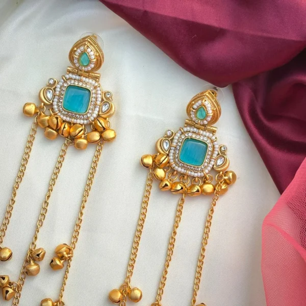 Ahnoor Premium Brass With Moissanite Stone - Blue