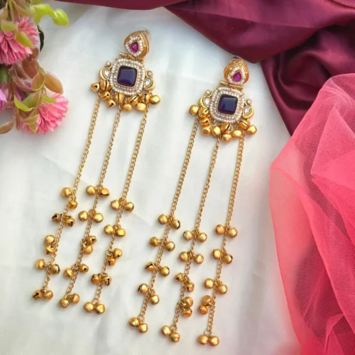 Ahnoor Premium Brass With Moissanite Stone - Purple