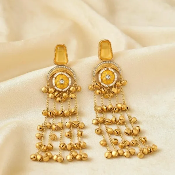 Shivani Kashmiri With Moissanite Stone with Pachi Kundan - Yellow