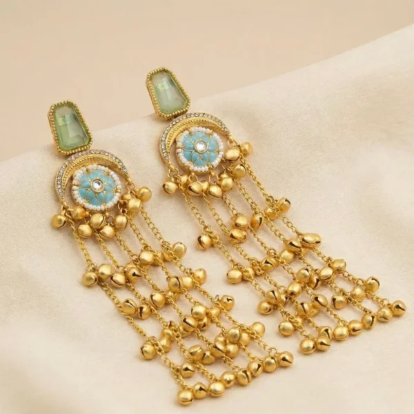 Shivani Kashmiri With Moissanite Stone with Pachi Kundan - Blue