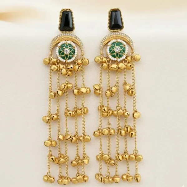Shivani Kashmiri With Moissanite Stone with Pachi Kundan - Green