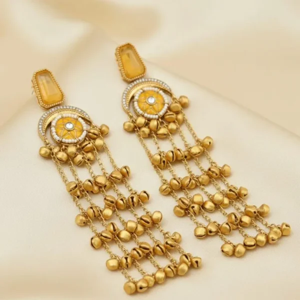 Shivani Kashmiri With Moissanite Stone with Pachi Kundan - Yellow